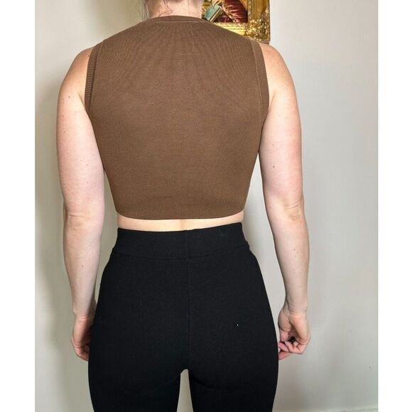 Zara Brown Cropped Tank Top Size Medium - Picture 4 of 5